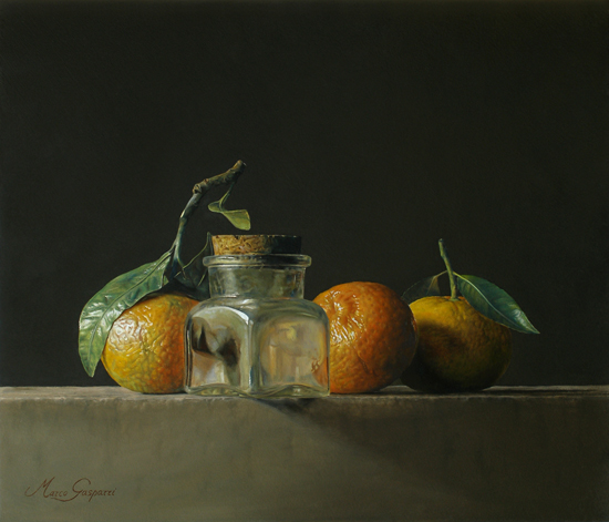 Still Life with tangerines and glass by Marco Gasparri